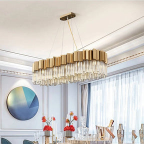 Milano Brushed Gold Dining Room Crystal Chandelier