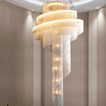 Elegant French Empire Chandelier with a spiral design featuring warm lights and a luxurious metal chain finish.